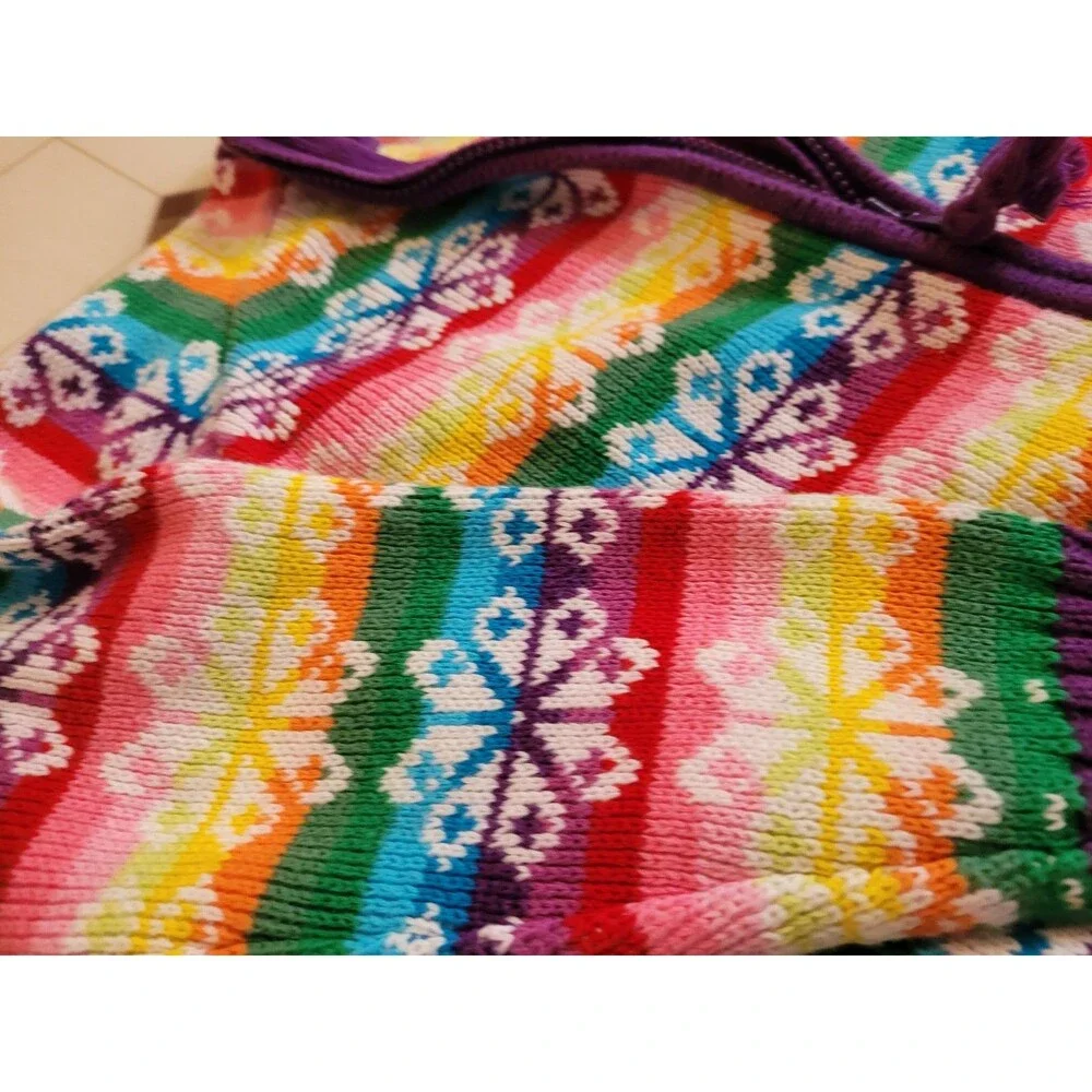 Gap Kids Girls M 7-8 Sweater Vintage Fair Isle  100% Cotton Rainbow Snowflakes